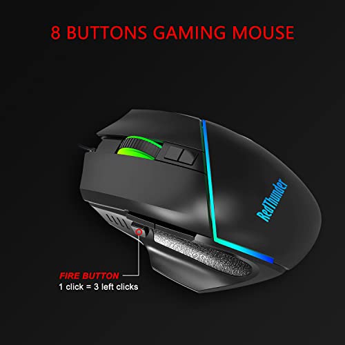 RedThunder One-Handed RGB Gaming Keyboard and Mouse Combo, 35 Keys Mini Gaming Keypad, 6400 DPI Mouse, Portable Game Controller for PC Gamer