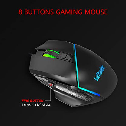 RedThunder One-Handed RGB Gaming Keyboard and Mouse Combo, 35 Keys Mini Gaming Keypad, 6400 DPI Mouse, Portable Game Controller for PC Gamer