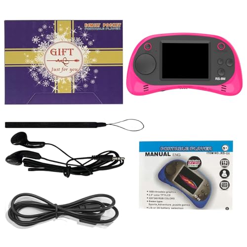 Kids Handheld Portable Video Game Player with 200 Games - 16 Bit 2.5 Inch IPS Screen Mini Retro Electronic Machine for Boys Girls - style: Pink