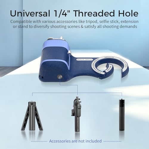 Upgraded Mag-Safe Magnetic Camera Handle Grip with Extended Magnetic Phone Mount with Carabiner & Thumb Rest, Detachable Rechargeable Shutter Remote Compatible with iPhone Pro Max for Video Calls/TK - color: Blue, size: ARCO Biner
