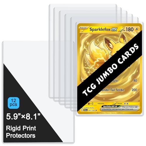 Jumbo Card Sleeves, Rigid Print Protectors Clear Hard Plastic Large Card Sleeves for Jumbo Card, Top Loading Rigid Card Sheet Protectors for Postcards, Photos (5.9" X 8.1"(12 Pack)) - color: 5.9" X 8.1"(12 Pack)