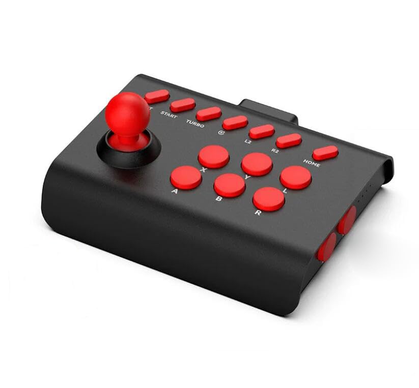 Melody Sophia Wireless Arcade Fight Stick Joystick for PS4 PS3 Switch PC Mini Retro Game Joystick Fighting Controller (Black Red) - color: Black Red