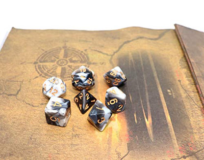 DND Dice Black White Polyhedral Dice Set for Dungeon and Dragons MTG RPG D&D D20 D12 D10 D8 D6 D4 - color: Black Mixed White