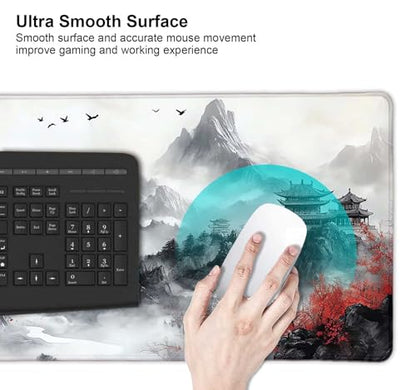 Large Mouse Pad, Desk Mat Computer Keyboard Pad Non-Slip Rubber Base Waterproof with Stitched Edges for Laptop Gaming, Office & Home 31.5 x 11.8 Inch (XL-11) - color: Xl-11