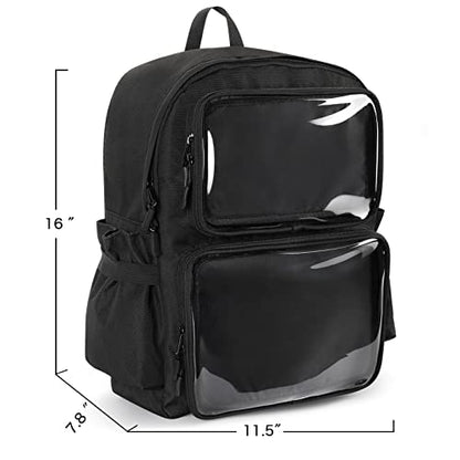 STEAMEDBUN Ita Bag Backpack with insert Pin Display Backpack for School Anime Cosplay - color: Black