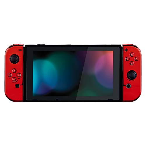 eXtremeRate DIY Replacement Shell Buttons for Nintendo Switch & Switch OLED, Chrome Red Custom Housing Case with Full Set Button for Joycon Handheld Controller - Console Shell NOT Included - color: Chrome Red