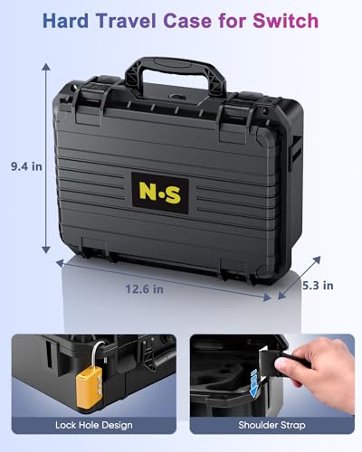 Upgrade Hard Carrying Case for Nintendo Switch 2/Switch 1 Console, All in one Large Capacity Travel Case for Pro Controller&Accessories (Black)