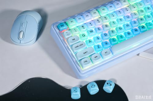 ZORNHER UR82 Wireless Foundation Mechanical Keyboard,75% Creamy Keyboard,Cute Gaming Keyboard,Jelly Crystal Gradient Keycaps,Hot Swappable,RGB Backlit,for Mac Windows,BT5.0/USB-C/2.4GHz,Ice Blue - color: Blue Breeze