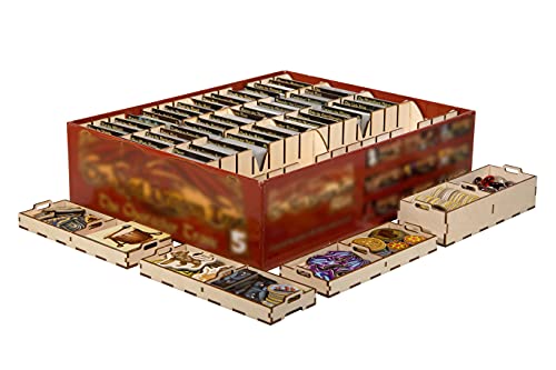 The Broken Token Wooden Game Organizer Compatible with Red Dragon Inn Character Trove – 4 Card Rows, 49 Decks