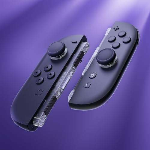 eXtremeRate Replacement 3D Joystick & Thumb Grips & Side Rail Shell Buttons for Nintendo Switch 2 JoyCon, Console Rail Stickers Controller Left Right Analog Stick Thumbsticks Caps for Switch 2 - Clear - color: Clear
