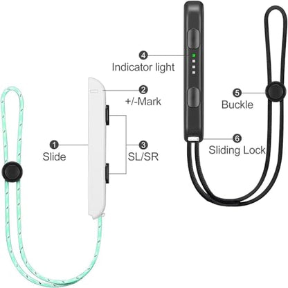 Gepicest Wrist Strap for Joycon 4 Pieces Switch Parts Accessories Controller Attachments Compatible with Joy Con, Dual Remote Comfort Controller Straps Black White 2 Pairs - color: Black/White