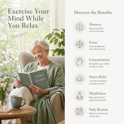 Large Print Word Search Book for Adults - 70 Relaxing & Easy to Read Puzzles for Seniors with Positive Healing Themes - The Perfect Stress-Relieving Brain Game Gift for Mom & Dad