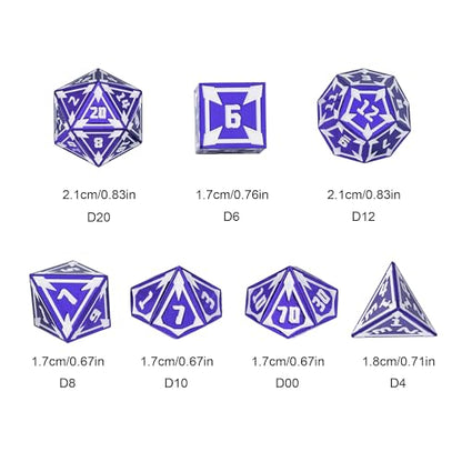 UDIXI Purple Metal Dice Set D&D Heavy Metallic DND Dice for Tabletop Games | 7-Pieces, Lozenge Pattern, Zinc Alloy Material, Gorgeous Gift Case, DM Gift, for Dungeons and Dragons Role Playing Games - color: Purple