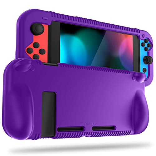 FINTIE Soft Silicone Protective Case Compatible with Nintendo Switch 2017 | Ergonomic Grip Design, Kickstand Compatible, Anti-Slip, Anti-Scratch & Shock-Absorption Grip Case for Switch 6.2-inch, Purple - color: Purple