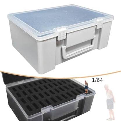 kowaku 1/64 Miniature Figure Storage Box Protection Box Foam Layer Dustproof Reliable Shockproof Travel Case Action Figure Container , Gray - color: Grey
