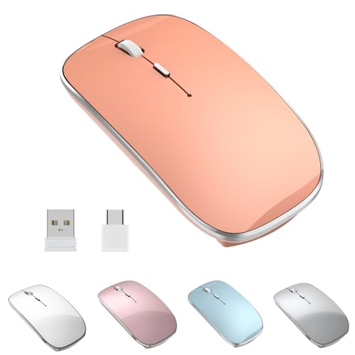 Halpilt Wireless Mouse Chargeable Portable Silent USB-A and USB-C Dual Mode Wireless Mouse 3 Adjustable DPI for Laptop, Mac, Android, PC (Q23S Orange) - color: Orange