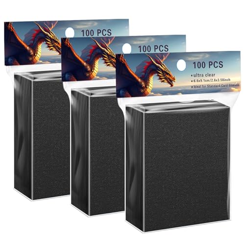 300 Matte Trading Card Sleeves,35pt Black Standard Size Perfect Fit for MTG, ETB, Yu-Gi-Oh!, Three Piece TCG - Clear Soft Deck Protectors for Gaming & Collectibles Sports Cards (Black300) - color: Black300