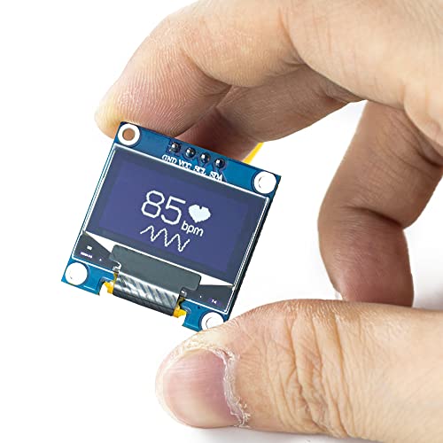 Hosyond 5 Pcs 0.96 Inch OLED I2C IIC Display Module 12864 128x64 Pixel SSD1306 Mini Self-Luminous OLED Screen Board Compatible with Arduino Raspberry Pi (White) - color: White