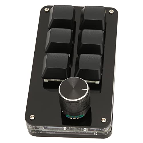 Ejoyous 6 Key Keypad, USB Programmable Macro Keyboard One Handed Mini Mechanical Gaming Keyboard with Knob for PC Computer Game Office