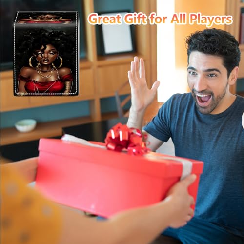Card Deck Box, Card Storage Box Fits 100+ Single Sleeved Cards, Large Capacity PU Leather Card Storage Box with Strong Magnet for Magic Commander TCG CCG, Beautiful Black Woman - color: Beautiful Black Woman