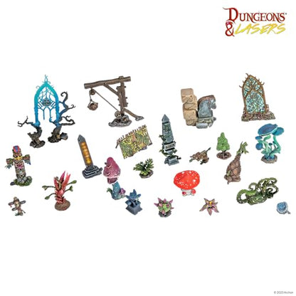 Dungeons & Lasers: Ancient Ruins Scatter Terrain - 43 Piece Modular Design - RPG Terrain for DND and 5E Compatible Tabletop Games - Fits 28/32mm Scale Miniatures - Unpainted & Unassembled - Ages 14+