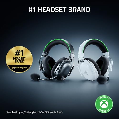 Razer BlackShark V3 Pro Wireless ANC Xbox Gaming Headset, Black | Full Band Mic, 50mm Drivers, 2.4 GHz, Bluetooth, USB, 3.5mm, Works with PC, Mac, PS5, Nintendo Switch, 70 Hr Battery - color: Black, style: Xbox