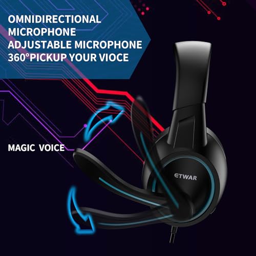 B3 Gaming Headset for Nintendo Switch, Xbox One, PS4, Mega Bass Surround and Noise Cancelling 3.5mm Jack Over Ear Headphones with Mic for Laptop PC Smartphones Blue - color: Blue