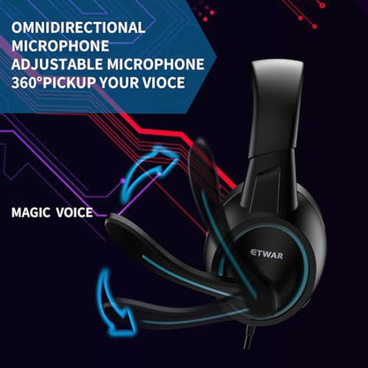 B3 Gaming Headset for Nintendo Switch, Xbox One, PS4, Mega Bass Surround and Noise Cancelling 3.5mm Jack Over Ear Headphones with Mic for Laptop PC Smartphones Blue - color: Blue