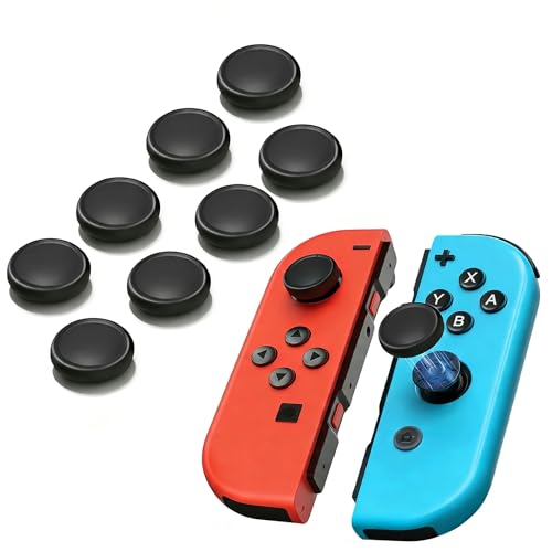 Ferkurn NS Joystick Controller Replacement Thumb Grip Cap Compatible with N-Switch OLED& NS Lite, JC Joystick Grip Button Stick Cover Controller 3D Skin Replacement Part Repair Kit Accessories - color: Black