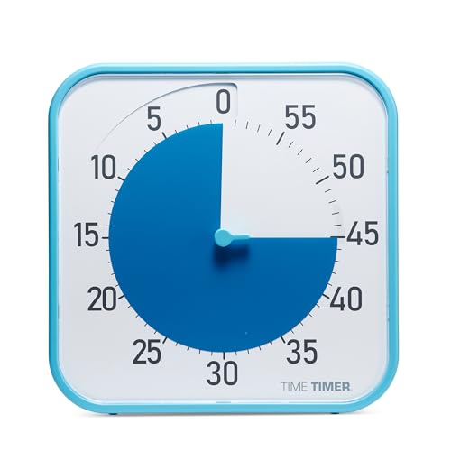 Time Timer Original 12" Visual Countdown Timer – Large 60-Minute Silent Classroom Visual Timer for SEL, Emotional Regulation, Focus, Calm Transitions, ADHD, Autism – (Blue & White) - color: Blue & White, size: 12 Inch