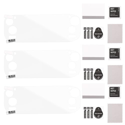 3 Sets Screen Protector for Handheld Game Console, PET Transparent Screen Protector Cover Accessories Includes Cleaning Cloth Scrapers Dust-Free Stickers & Alcohol Packets for AYN Odin 2 Portal