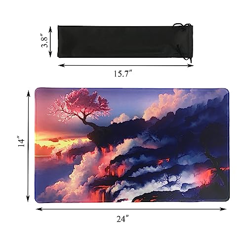 Playmat for MTG 24 x 14 Inches, Trading Card Game Playmats with Storage Bag, Non-Slip Rubber Compatible for TCG CCG, Tree - color: Tree