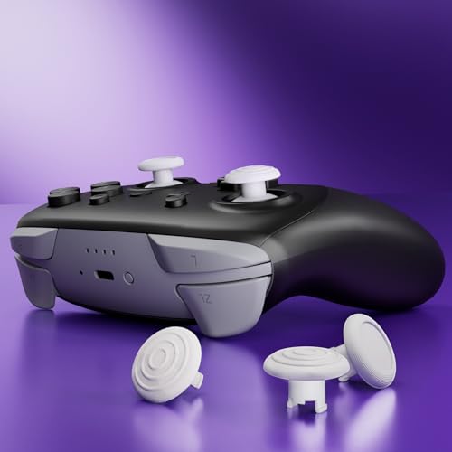 eXtremeRate ThumbsGear Interchangeable Ergonomic Thumbsticks for Nintendo Switch 2 Pro Controller, Replacement Analog Thumb Sticks & Tools, 2 Height Adjustable Convex & Concave Grip Joysticks - White - color: White