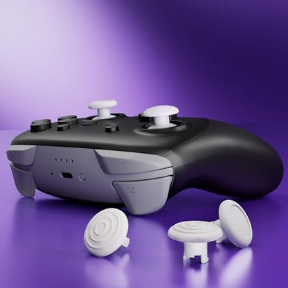 eXtremeRate ThumbsGear Interchangeable Ergonomic Thumbsticks for Nintendo Switch 2 Pro Controller, Replacement Analog Thumb Sticks & Tools, 2 Height Adjustable Convex & Concave Grip Joysticks - White - color: White