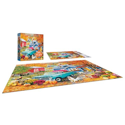 RoseArt - Soft Touch - Autumn Hill Cottage - 1000 Piece Jigsaw Puzzle, Autumn Country Scene Puzzle for Adults - Made in USA - style: Autumn Hill Cottage