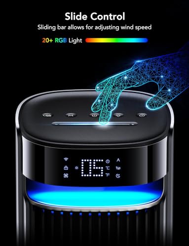 GoveeLife 42'' Tower Fan for Bedroom, Smart Floor Fans with 150° Adjustable Oscillating, APP & Voice Control, 5 Modes 12 Speeds up to 26ft/s, 24H Timer, 27dB Quiet Fan for Cooling Home Office Silver | Smart Floor Fans for Bedroom, up to 26ft/s, APP & Voic