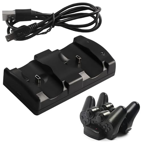 Controller Charger Station for PS3, Charging Dock for PlayStation 3 Dual Controller and Move with LED Light Indicator and Charging Cable