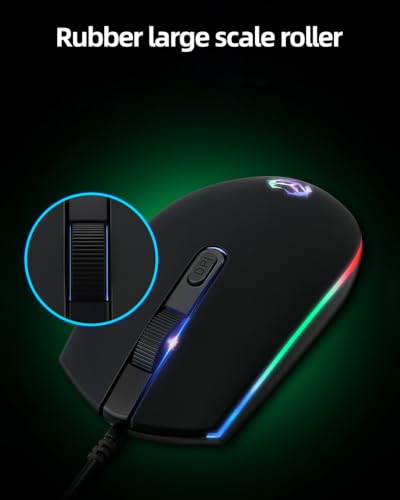 Wired Gaming Mouse with 3 - Level DPI, RGB RGB Gaming Mouse, Ergonomic Comfortable Grip PC Gaming Mice, Precise Optical Sensor Computer Mouse for Office/Game/Home (White) - color: White