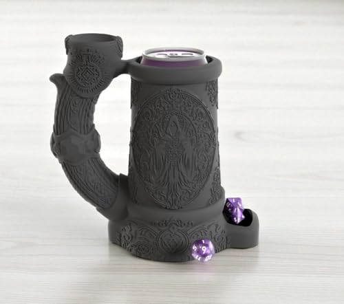 Dark Sorcerer Can Cozy Dice Tower – Fantasy DND Dice Roller & Drink Holder, Dungeons and Dragons Gift, RPG Tabletop Accessory, Dungeon Master Decor, Gothic Dice Mug (Obsidian Black, Standard 12oz Can)