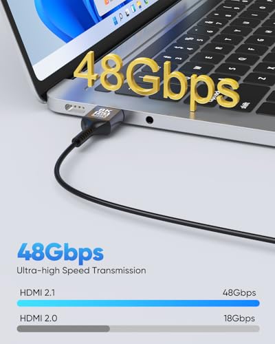 Thin HDMI Cable 1FT 8K, Short HDMI Cable 1 Foot 48Gbps High Speed Flexible Ultra Slim HDMI Cord (Only 3.3MM) 8K@60Hz, 4K@60Hz, HDR10+, HDCP 2.3 for HDMI Switch/Camera/Roku TV/Monitor/Laptop - size: 1FT