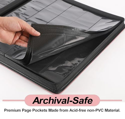 Premium 2000 Pocket Card Binder - 20 Pocket Trading Card Binder with Sleeves Fits 2000 Cards, Ringless Card Album for TCG - Model A，Light Pink - color: 20P - Light Pink