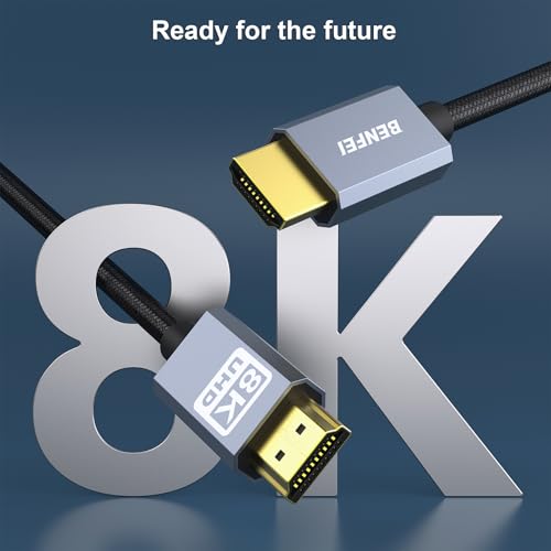 BENFEI 8K HDMI to HDMI 10ft Cable, Certified Ultra High Speed HDMI Cable 4K@240Hz, 8K@60Hz, HDMI 2.1, 10 Feet, 48Gbps, Aluminum Shell, Nylon Braided - size: 10 Feet