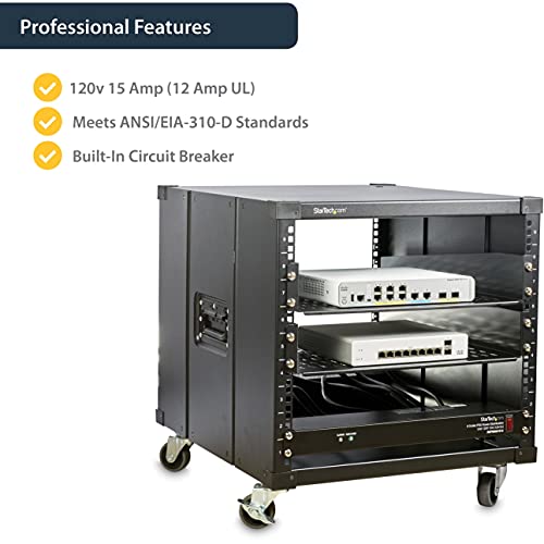 StarTech.com 8 Outlet Horizontal 1U Rack Mount PDU Power Strip for Network Server Racks - Surge Protection - 120V/15A - w/ 6ft Power Cord (RKPW081915) | Power strip for network server racks, Surge protection, Rugged steel chassis, LED ground and surge ind