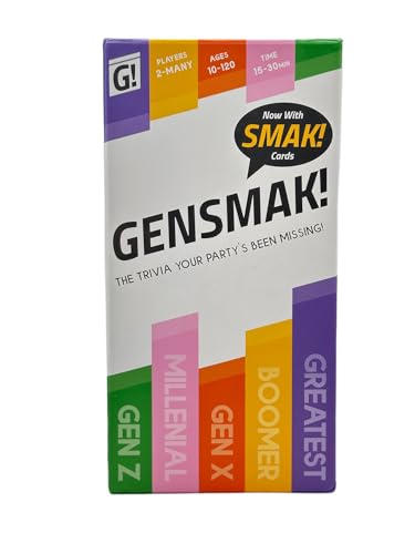 GENSMAK! Trivia Party Game for Adults & Families Multi-Generational Trivia Card Game for Game Night Funny Trivia with Hints 2-8+ Players Ages 10+