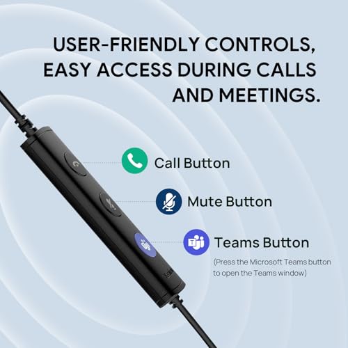 Yealink UH34 Lite Wired Headset,USB-A, Noise Canceling Mic,in-Line Controls | Stereo Headphones,Teams/Zoom Certified, Plug & Play for PC/Laptop/IP Phone, Call Center, Office, Online Meeting, Ultra Light