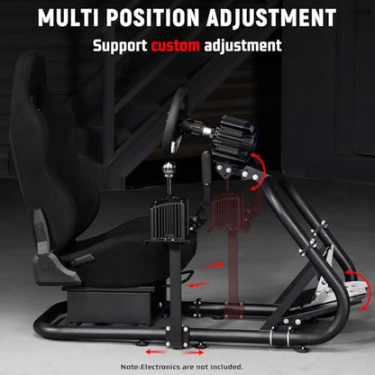 Dardoo Racing Simulator Cockpit Frame with Black Seat for 12Nm Direct Drive | for Logitech G27 G29 G920 G923, for Moza/Thrustmaster/Fanatec, Adjustable Racing Stand, not Included Wheel Pedal Handbrake
