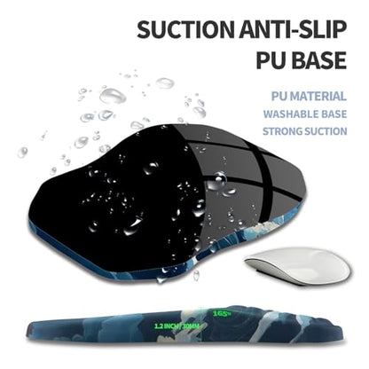 Ergonomic Raised Mouse Pad Wrist Support with Bilateral Slope Memory Foam Mousepad for Wrist Rest and Carpal Tunnel Pain Relief 11.8x7.9〃Indigo Fury Wave - color: Indigo Fury Wave