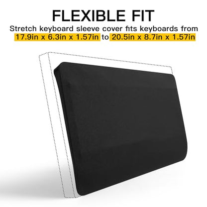 Keyboard Dust Cover for Full-Size Mechanical Gaming Keyboards | Stretch Fabric Anti-Dust Keyboard Sleeve, Fits 17.9" x 6.3" to 20.5" x 8.7" Standard Keyboards, Black, Size L - size: L