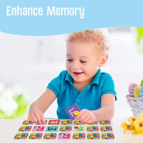 SpriteGru Memory Alphabet Matching Game(26 Pairs of 52 Pieces), Capital Letter Matching Game Cards Educational Toy for Toddlers - style: Letter Theme