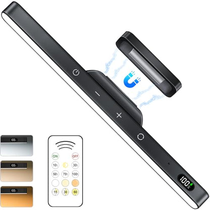 WILLED 3W Rechargeable Light Bar with Romote Control,3 Colors Adjustable Mirror Lights with 120 LED,2000mAh Battery Makeup Light, Magnetic Stick On Touch Lights for Cabinet,Closet,Bunk Bed,Kitchen